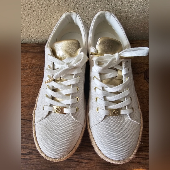 MICHAEL Michael Kors Women's Libby Lace Up Espadrille Sneakers, Chalk - Picture 3 of 6